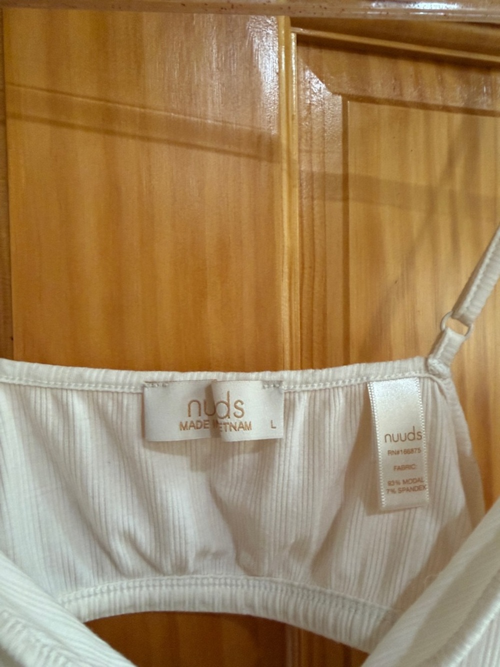 NUUDS |  White Ribbed Triangle Bralette with Adjustable Straps - Picture 8 of 9